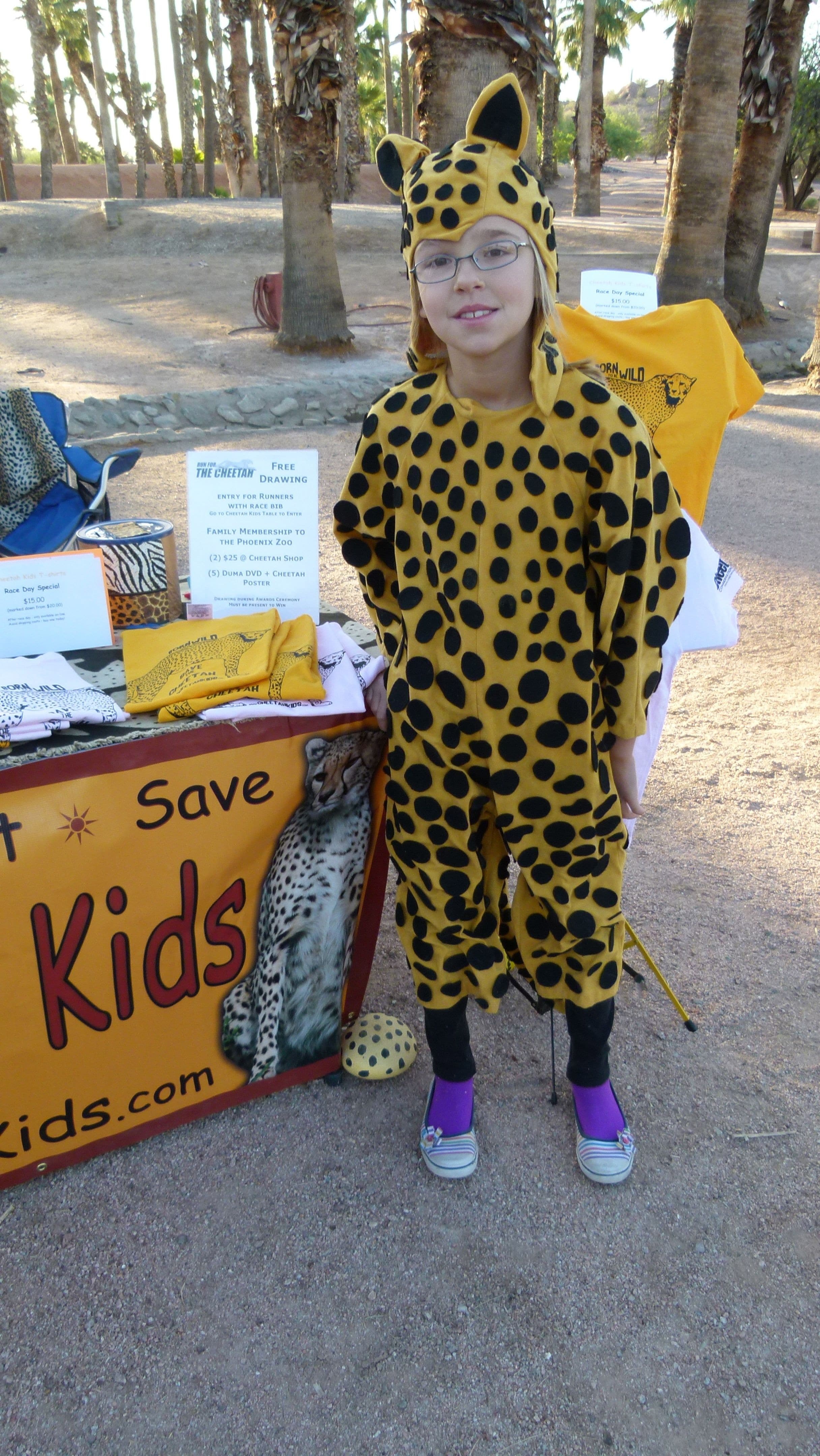 Cheetah spots on yellow costume handmade for Halloween.